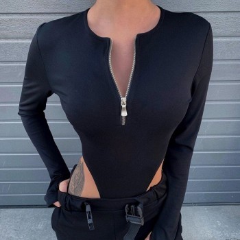 Spring Summer Rompers Women Jumpsuits Fashion Solid Zipper Long Sleeve Sexy Sheath Skinny Women Rompers Bodysuits